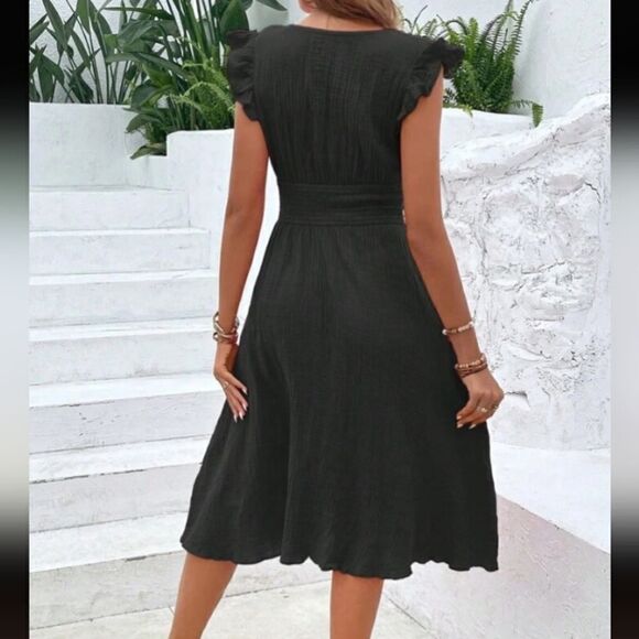 ELLE Midi Pleated & Ruffle Dress - Picture 1 of 7
